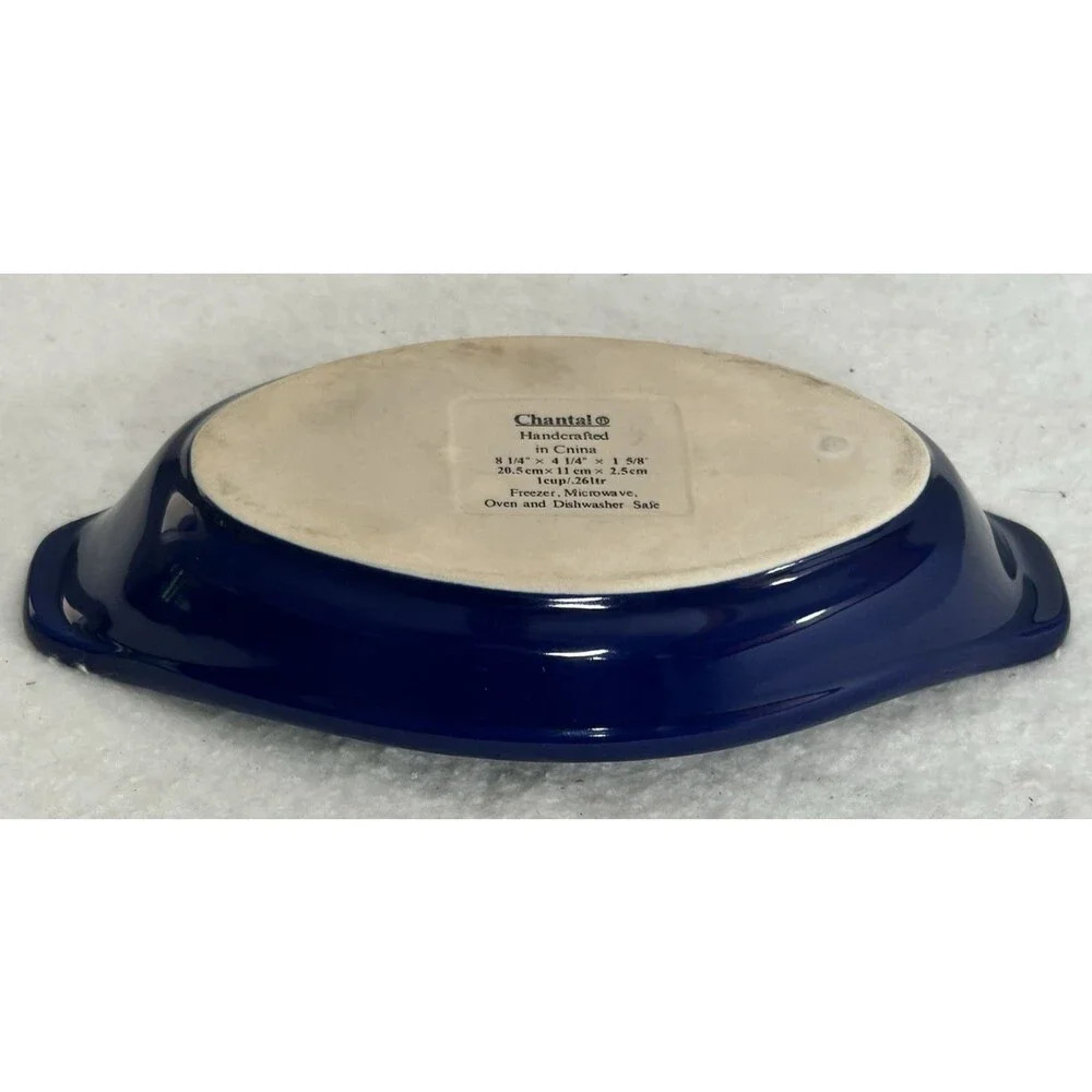 Chantal Stoneware Au Gratin 1 Cup Cobalt Blue Baking Casserole Dish